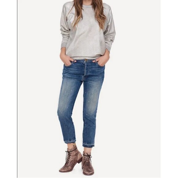 💕THE GREAT💕 The Fellow Jeans Drifter Wash with Rhinestones Button Fly 27 NWT - Picture 4 of 16